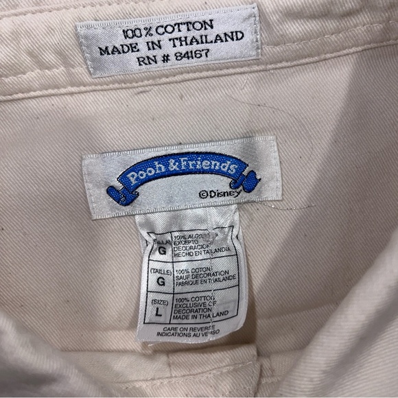 VINTAGE DISNEY WINNIE THE POOH Embroidered Button Down Shirt Large L Y2K Neutral - Picture 4 of 11